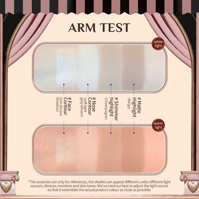 Chocolate Wonder-Shop Highlighter & Contour 4-Color Makeup 3D Bronzer Matte Contour Powder