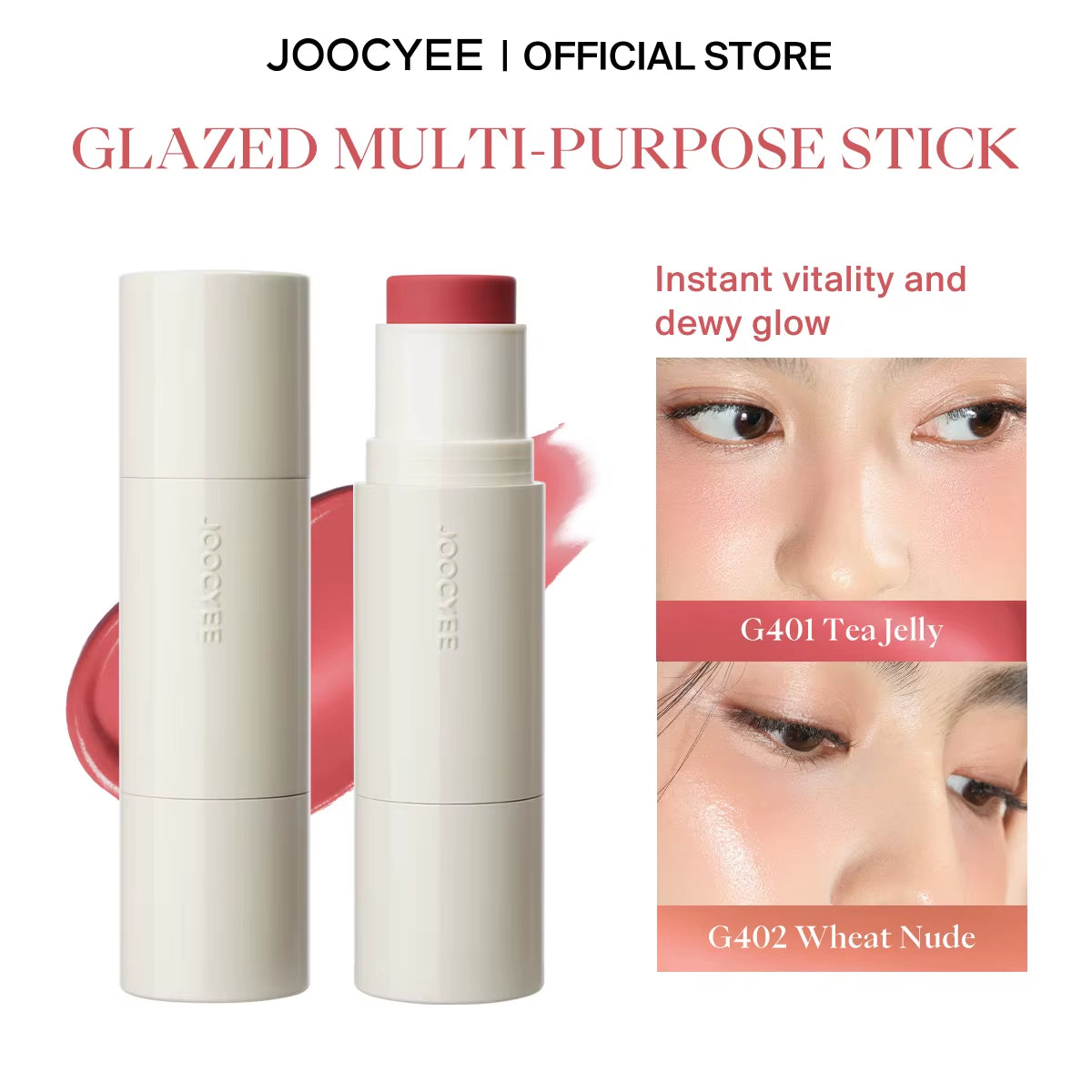 GLAZED MULTI-PURPOSE STICK Long-Lasting Natural Blush for Lips and Cheeks