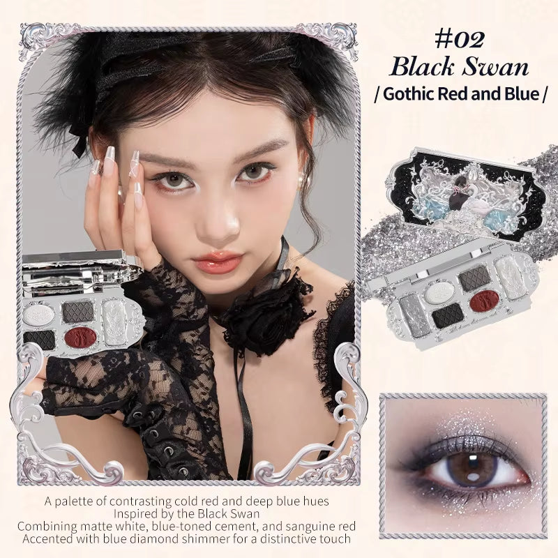 Swan Ballet Series Six-Color Eyeshadow Palette Delicate Matte Glow Shimmer