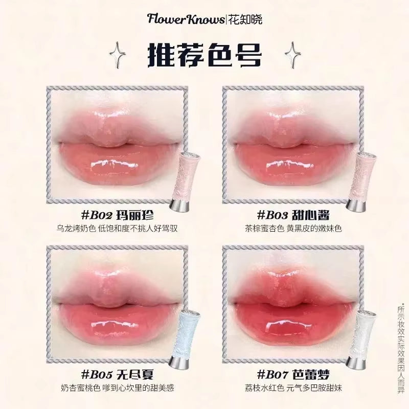 Flower Knows Swan Ballet Series Shine Lipstick Mirror Lip Gloss Non-Stick Cup