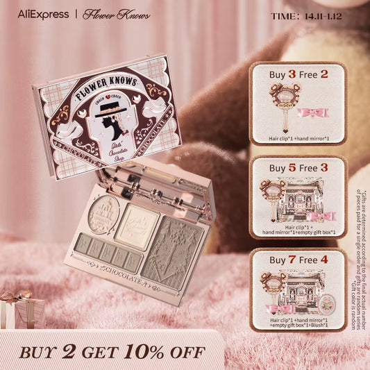 Chocolate Wonder-Shop Highlighter & Contour 4-Color Makeup 3D Bronzer Matte Contour Powder