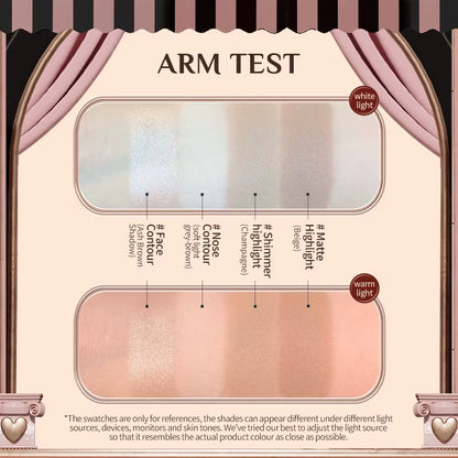 Chocolate Wonder-Shop Highlighter & Contour 4-Color Makeup 3D Bronzer Matte Contour Powder